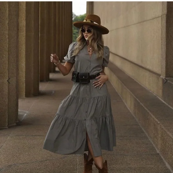 BROCHU WALKER Havana Dress in Bayou  Ruffle Tiered Peasant
Boho Midi Size S NWT - Picture 5 of 8